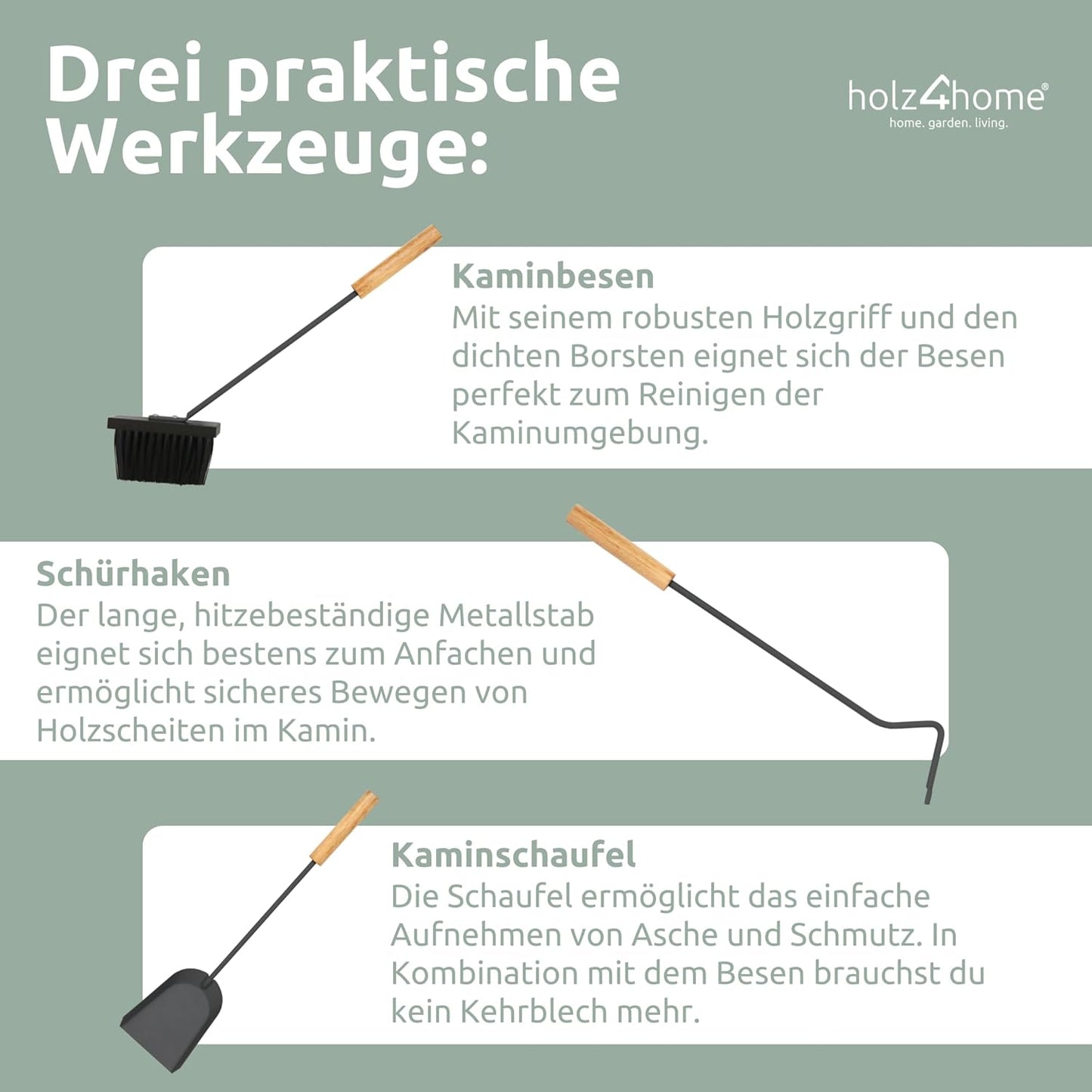 5-teiliges Kaminbesteck-Set