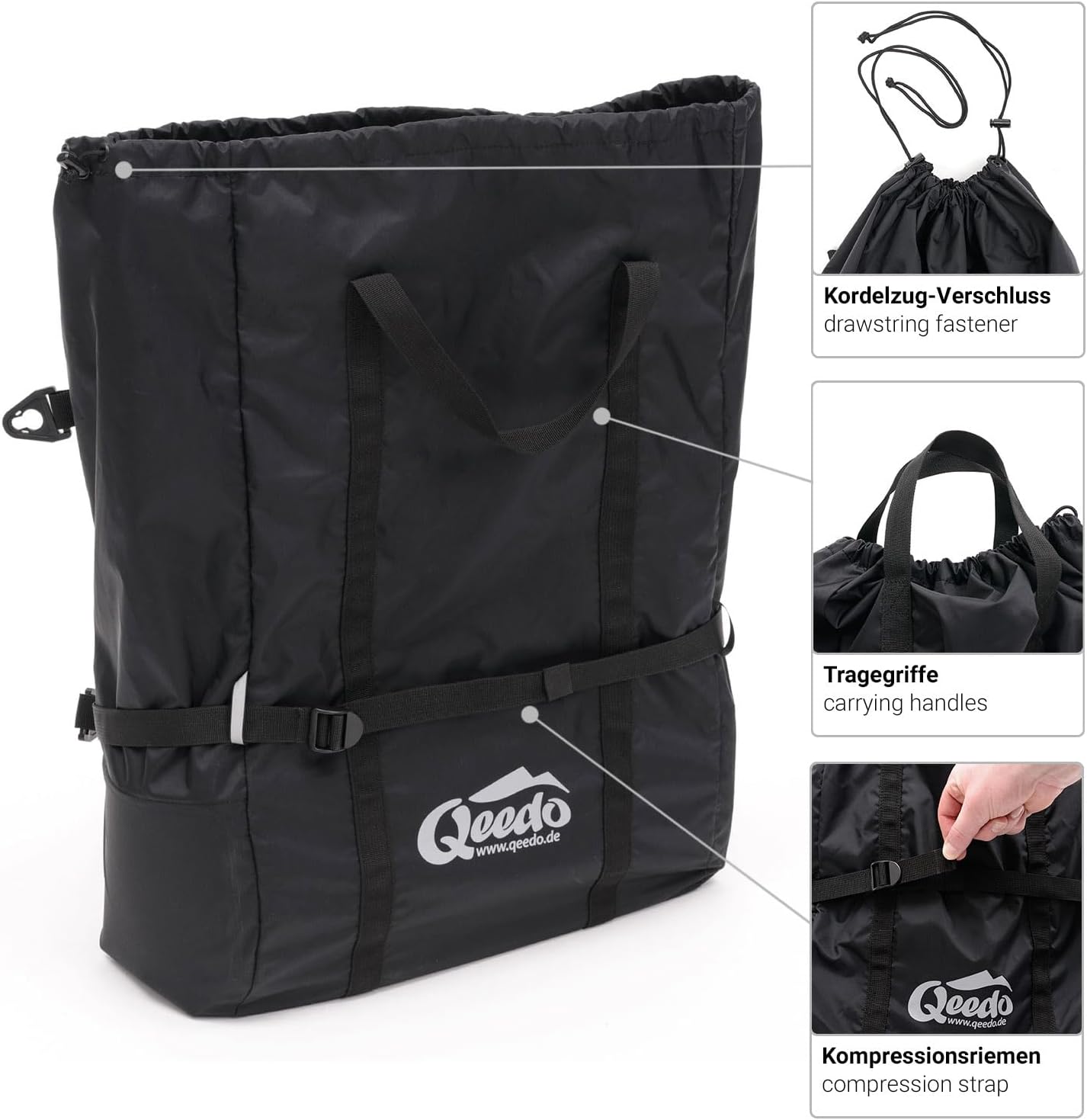Velo-Lastenanhänger Travoy Set mit Einkaufstasche