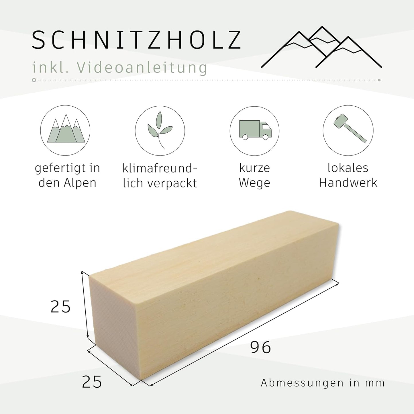 12-teiliges Schnitzholz-Rohlinge Set, Heimisches Lindenholz