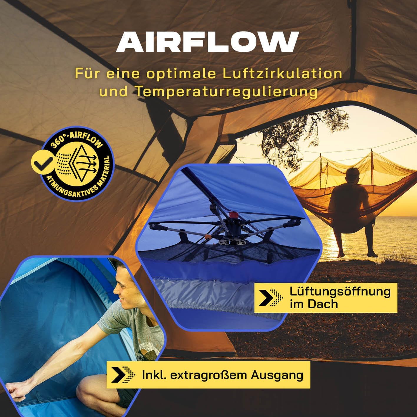 Pop Up Wurfzelt für 3 Personen, Blau 2-3 Personen | 1 Eingang
