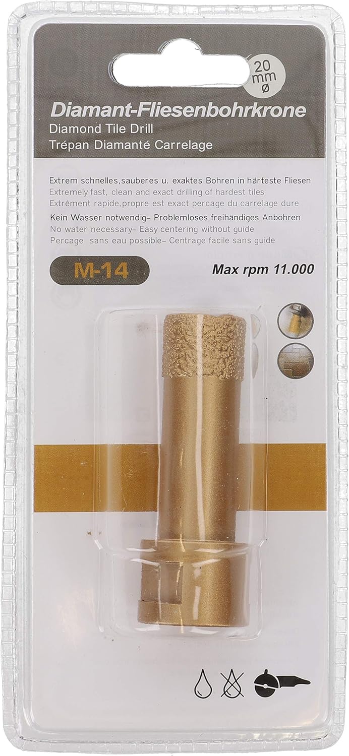 Diamant-Fliesenbohrer 20 mm für Trockenbohren, 20mm