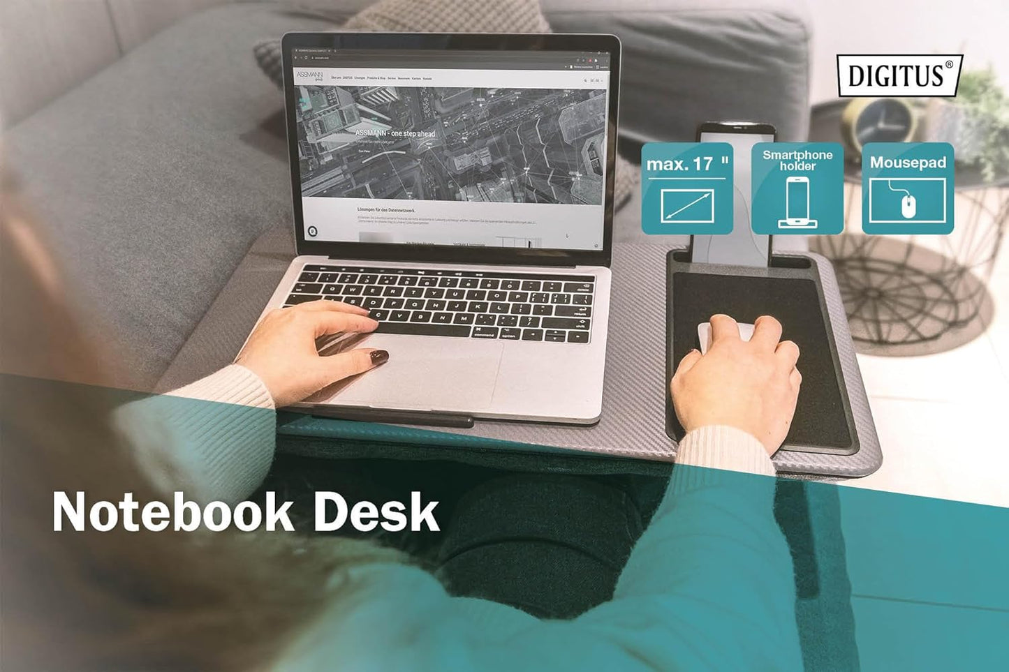 DA-90441Notebook-Kissen mit Smartphone-Halterung