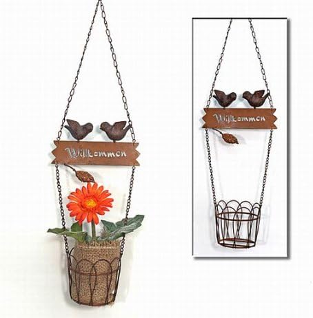 Blumenampel mit Vögel