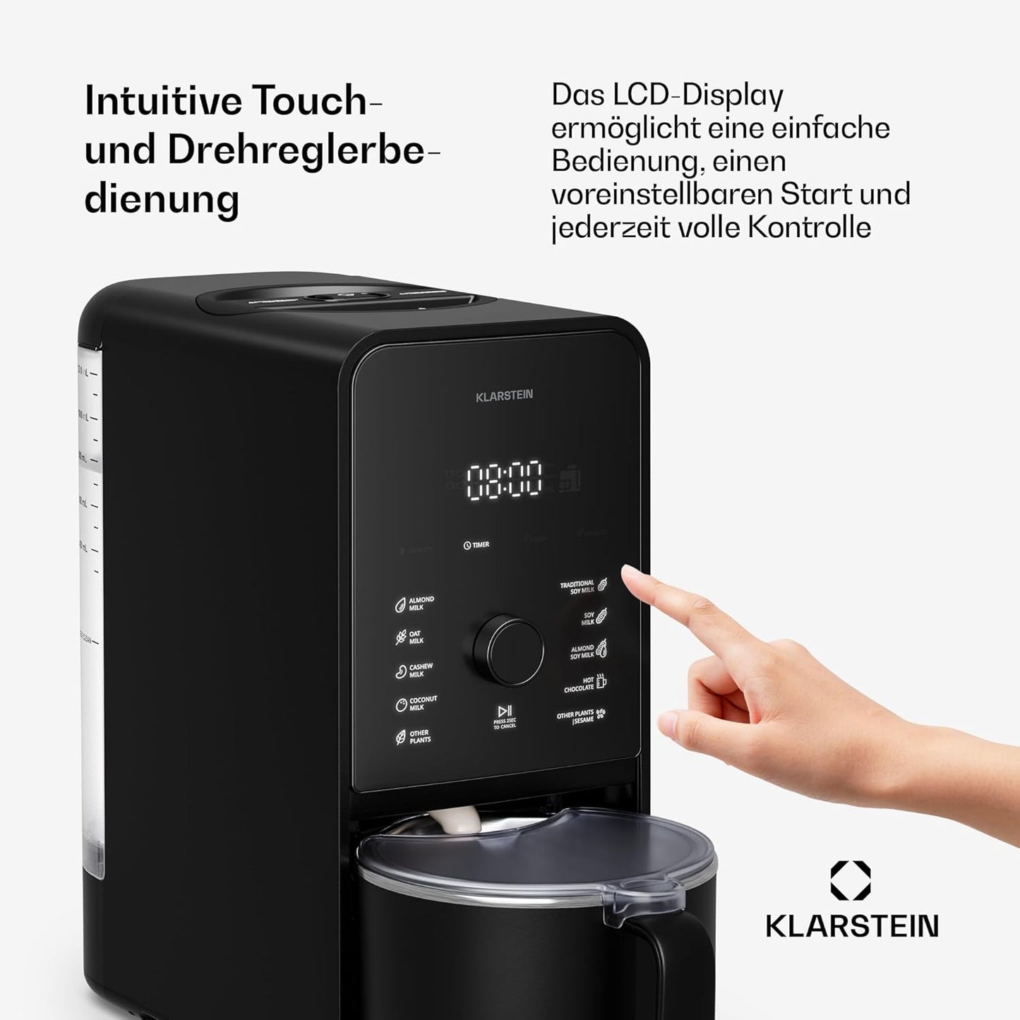 Marcia Touch Pflanzenmilchbereiter mit 12 Programmen, Schwarz | 6 Klingen