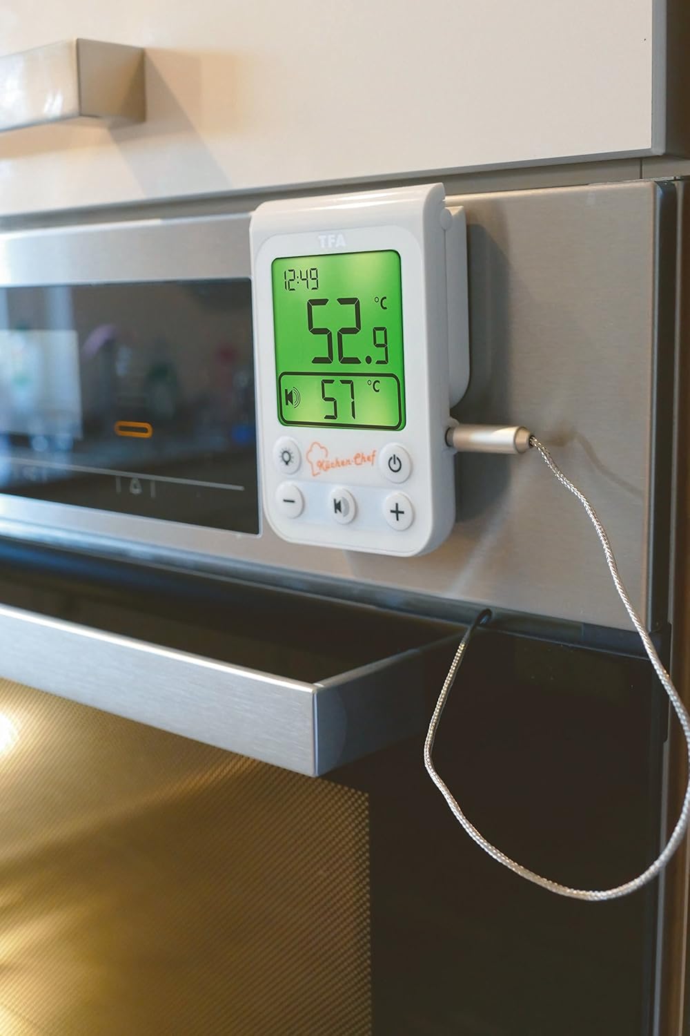 Digitales Grill-Bratenthermometer mit Hintergrundbeleuchtung, Weiß