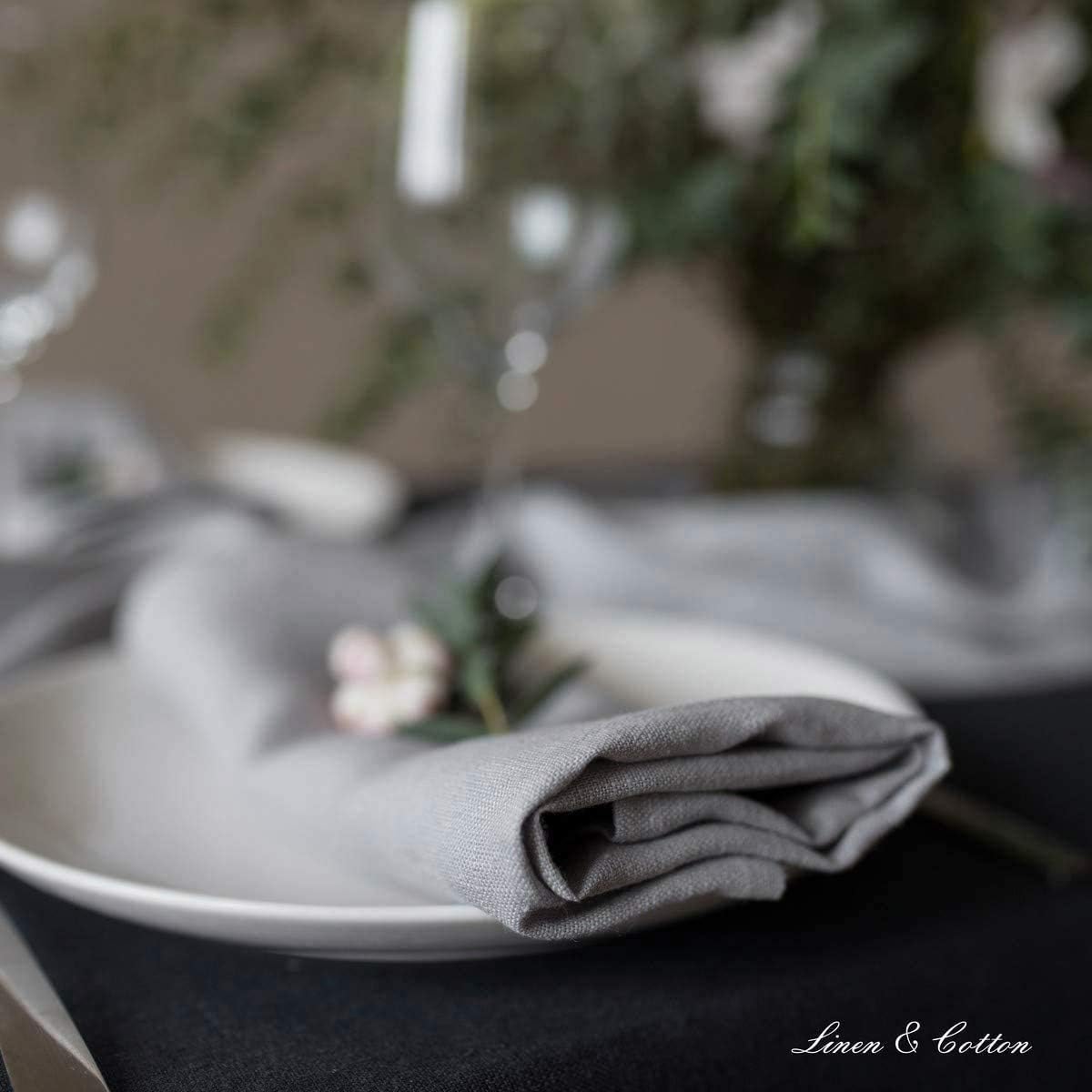 4-teiliges Stoffservietten-Set Hygge, Hellgrau/ Grau Servietten - 32 x 32cm