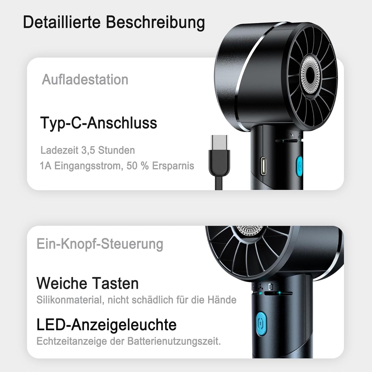 Mini-Handventilator, Schwarz