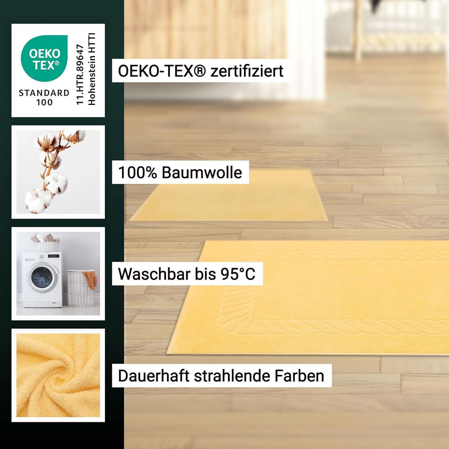 Badematten-Set 2er (waschbar, 50x70 cm), Sonne 2x Badematten