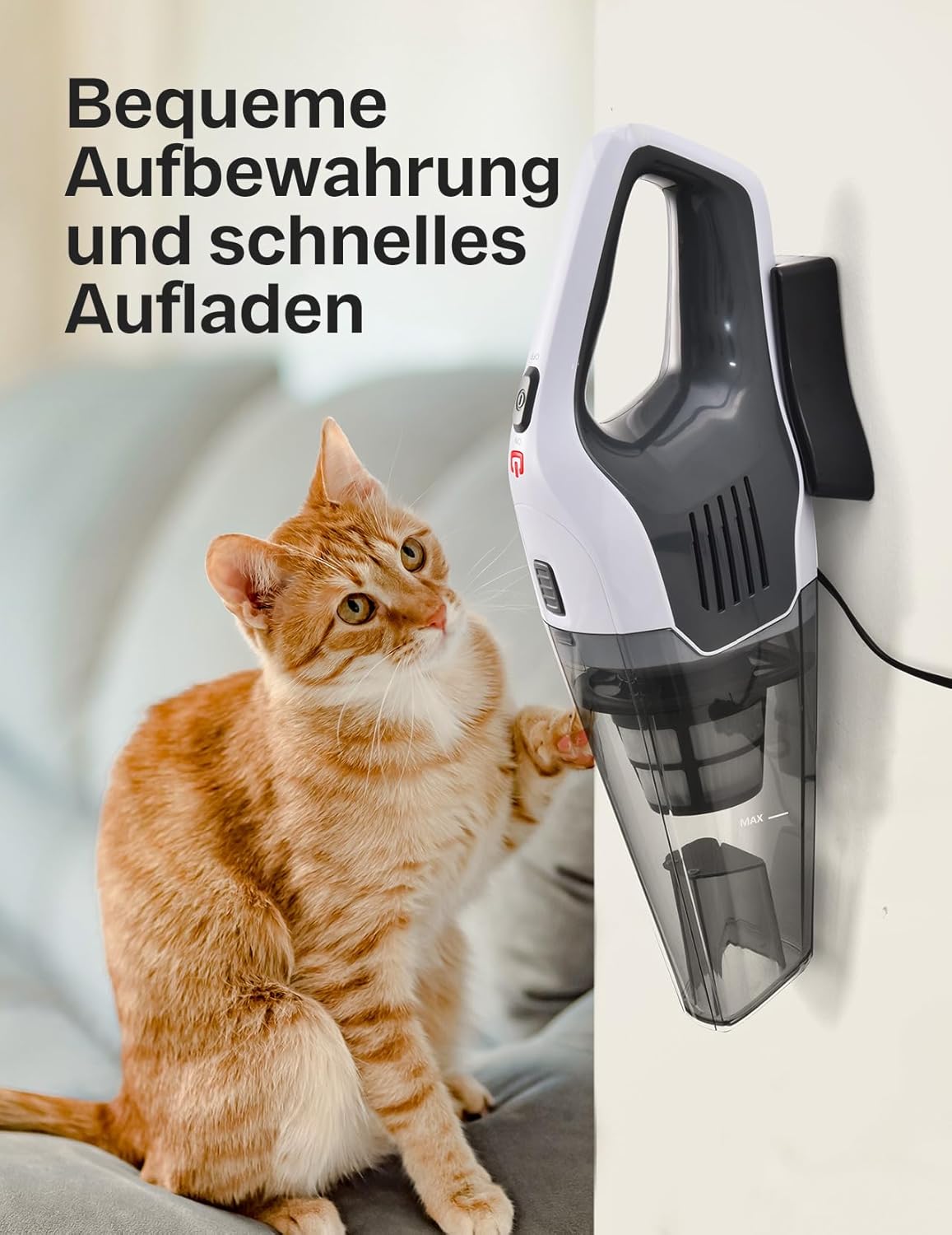 Kabelloser Handstaubsauger mit Schnellladefunktion, Weiss
