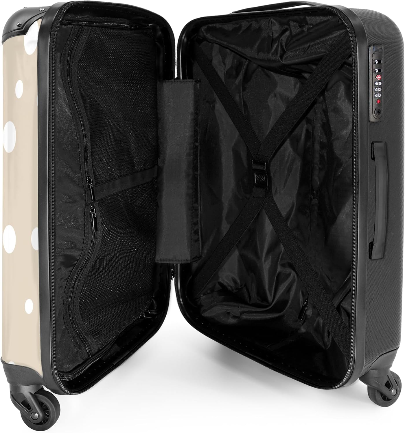 Hartschalen-Trolley Koffer (67cm, 4 Rollen), Punkte - Weiss M