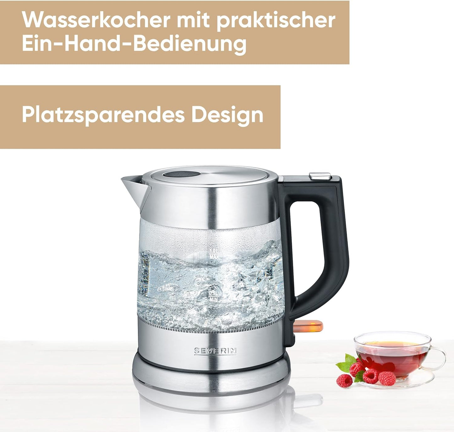 Glas Wasserkocher mit Kalkfilter WK 3468