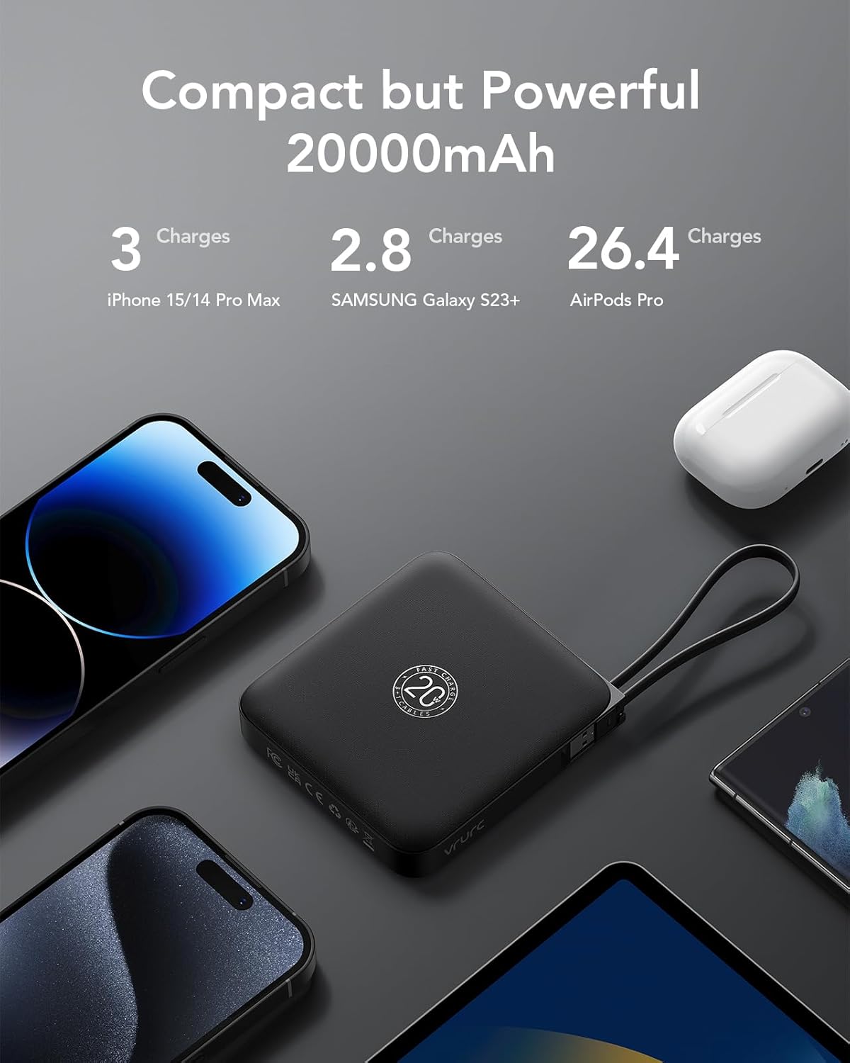 Powerbank mit Schnellladefunktion, schwarz