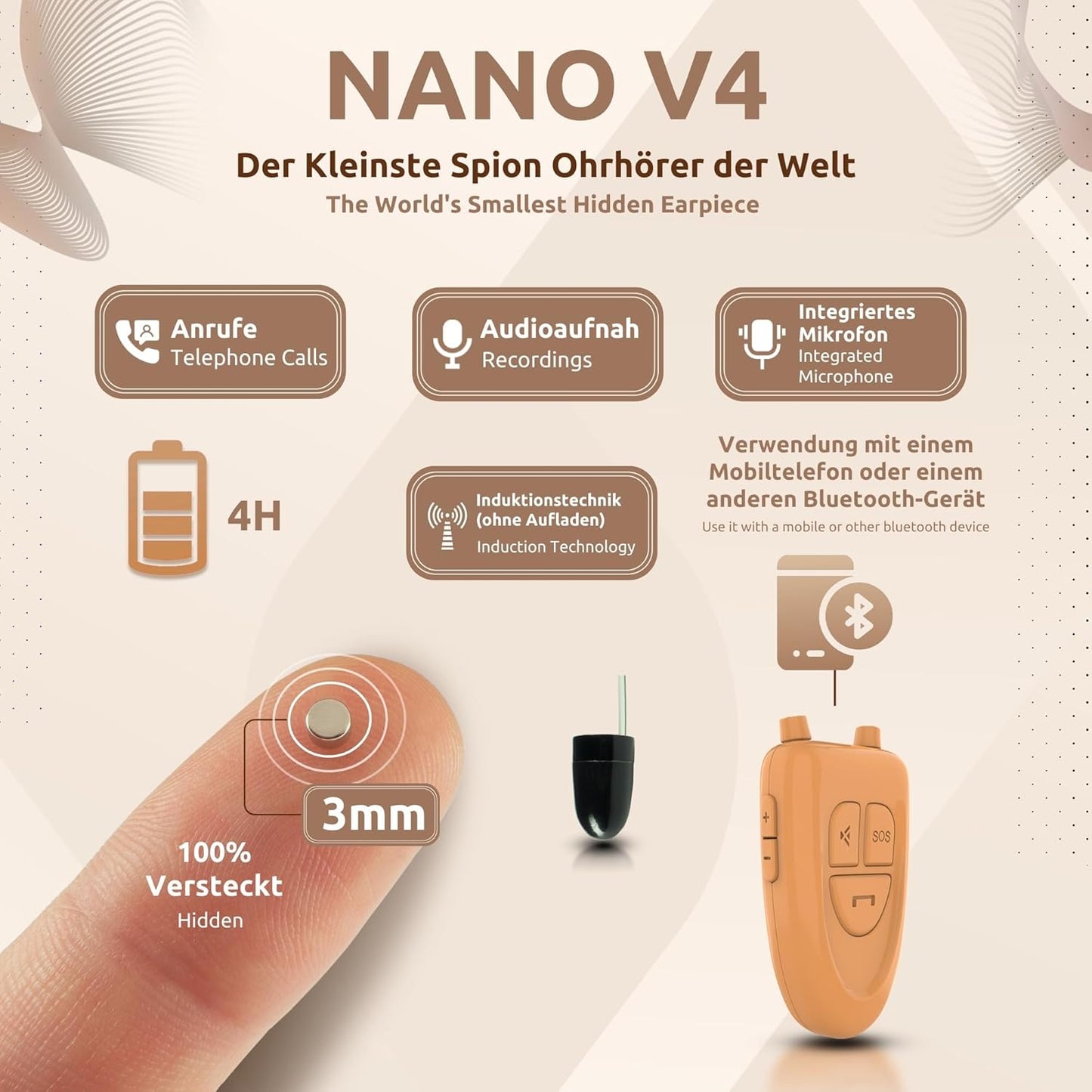 Spion Kopfhörer Nano V4 + VIP Pro UltraMini, Nano V4 + Vip Pro UltraMini