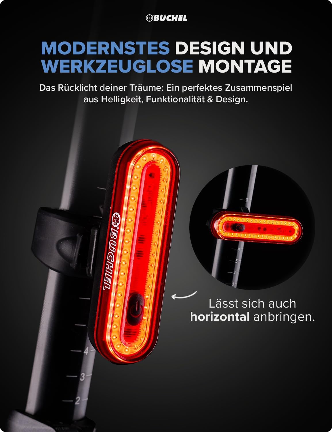 Fahrrad Rücklicht LED, Premium - mit Bremsanzeigefunktion