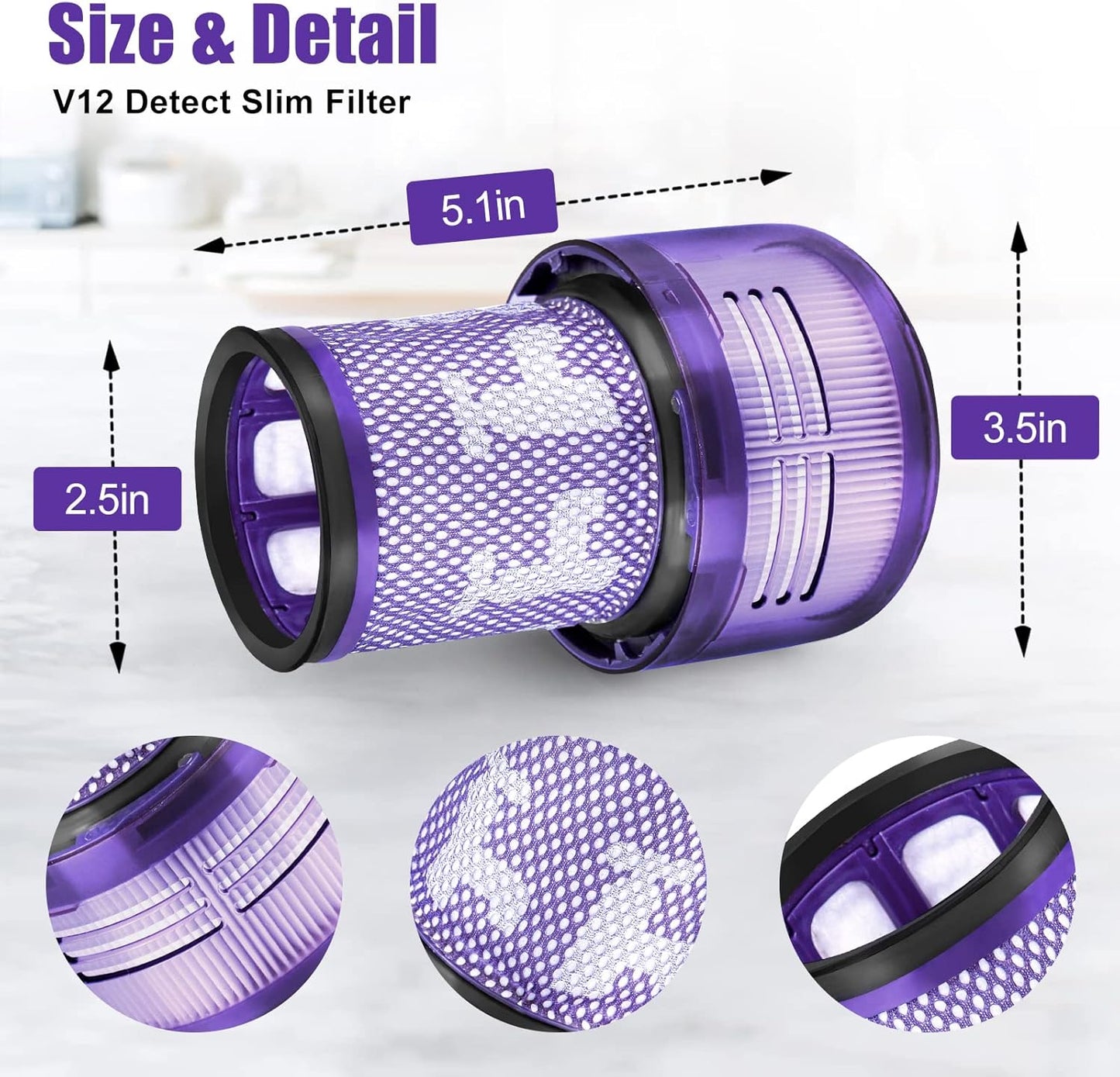 4-teiliges HEPA Filter-Set für Dyson V12, 3 Filter für Dyson V12 Detect Slim