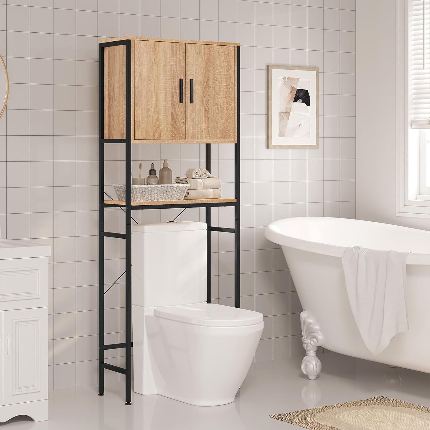Waschmaschinenregal mit Schrank und verstellbarer Ablage