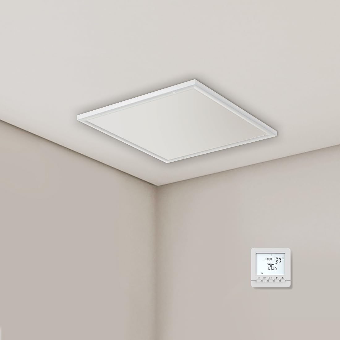Infrarotheizung für die Decke mit Thermostat, 400Watt+Deckenmontage+Thermostat