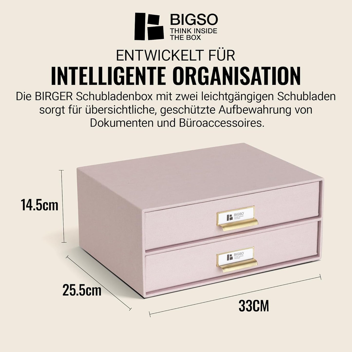 Birger Schubladenbox mit 2 Schubladen, Rosa