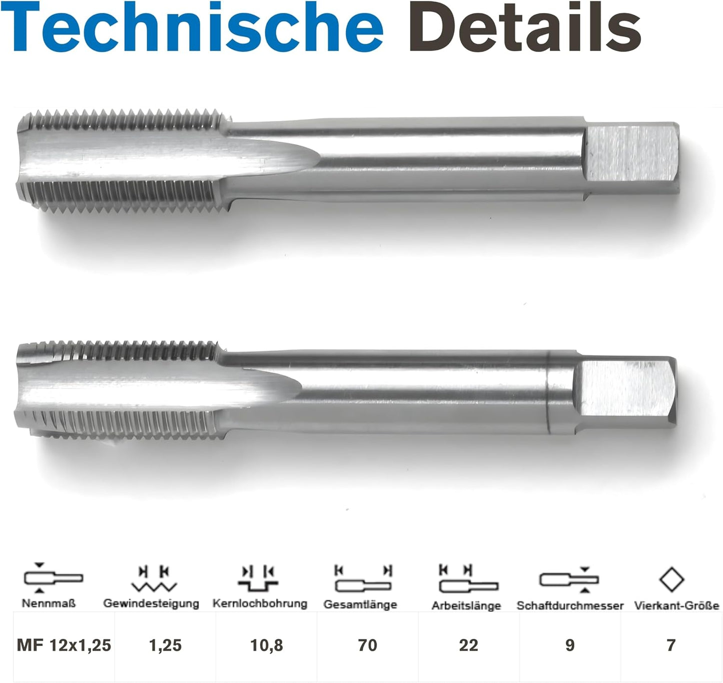 Gewindebohrer-Set MF12 x 1,25 2-teilig, MF12 x 1,25
