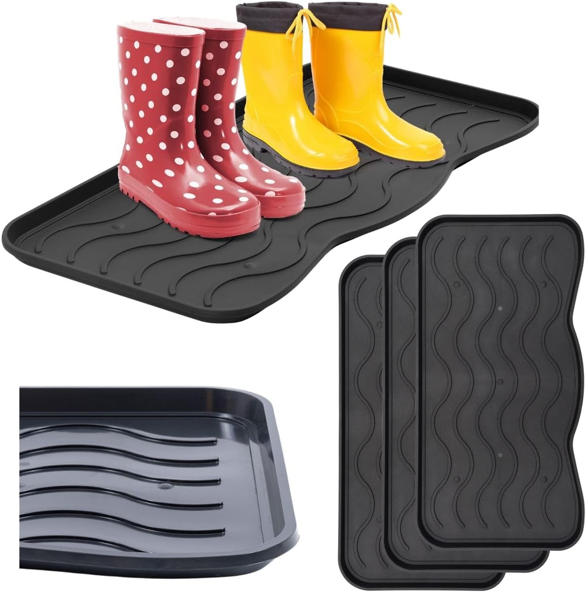 3-teiliges Schuhabtropfschalen-Set, Schwarz 38 x 75 cm 3 Stück