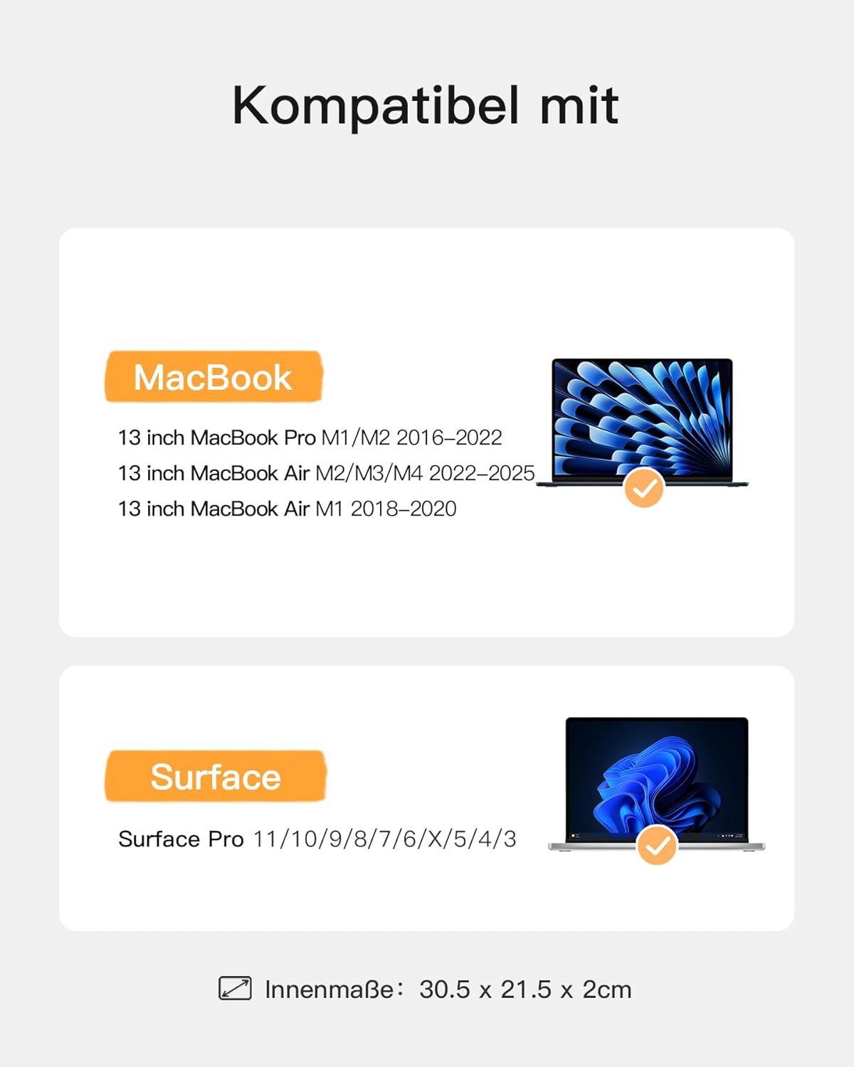 360° Schutz Laptophülle für MacBook & Surface Pro, Schwarz ; 13 Zoll