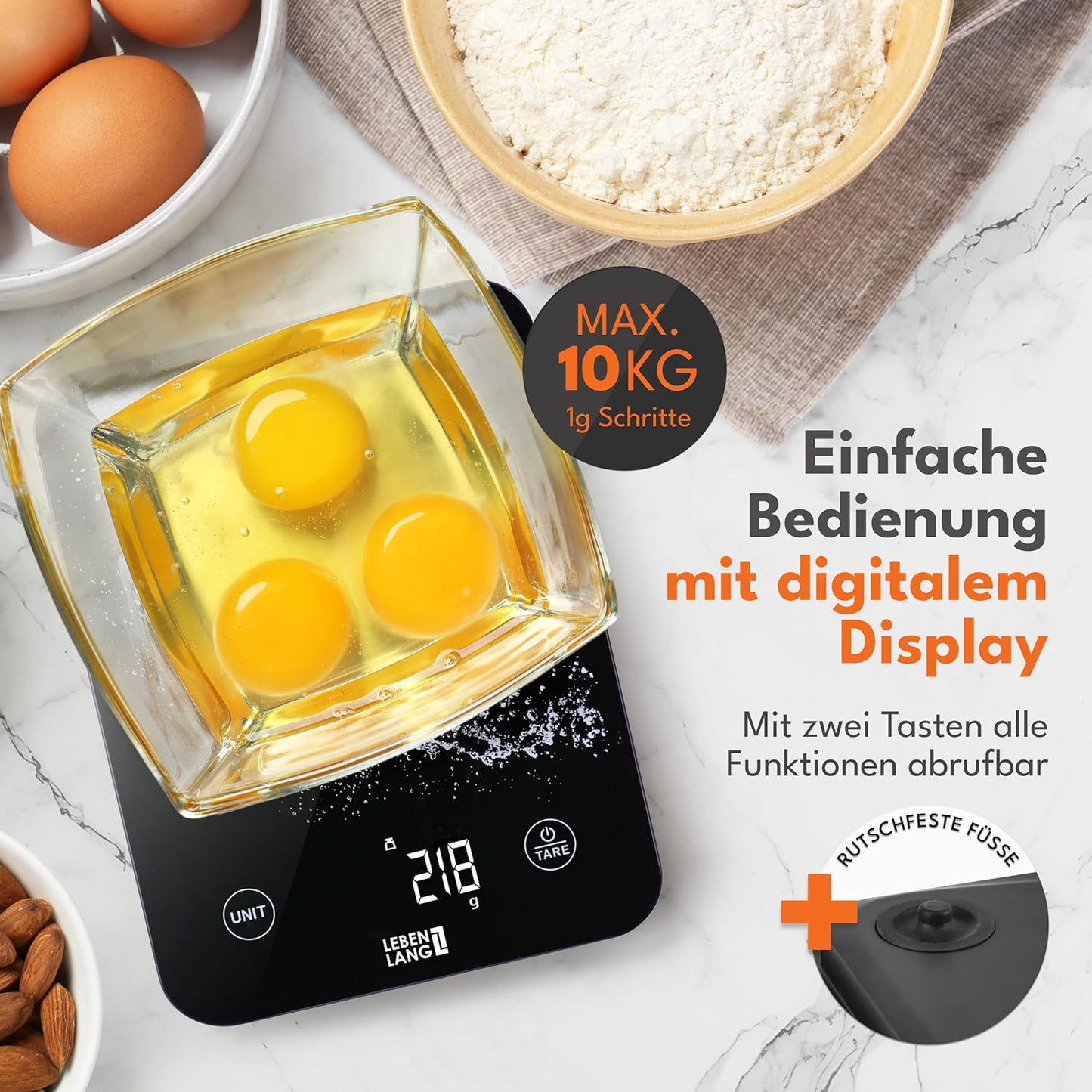 Digitale Küchenwaage LBL712 wasserdicht, USB aufladbar