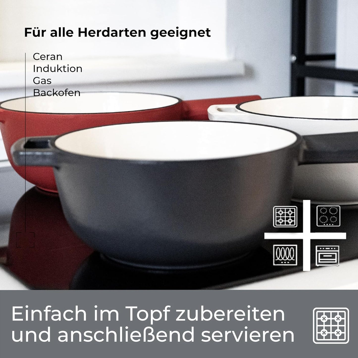 Ersatztopf für Käsefondue-Set, Dunkelgrau Ersatztopf