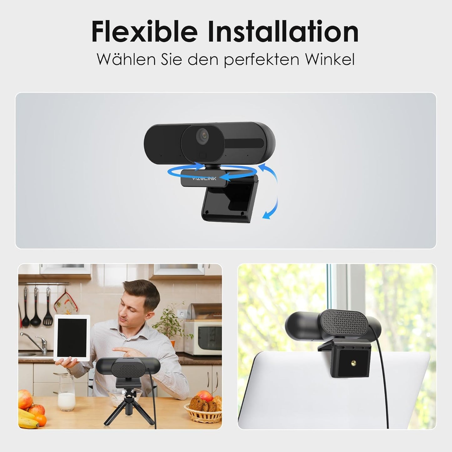 V21 4K Webcam mit Mikrofon und Lautsprecher, V21 4K