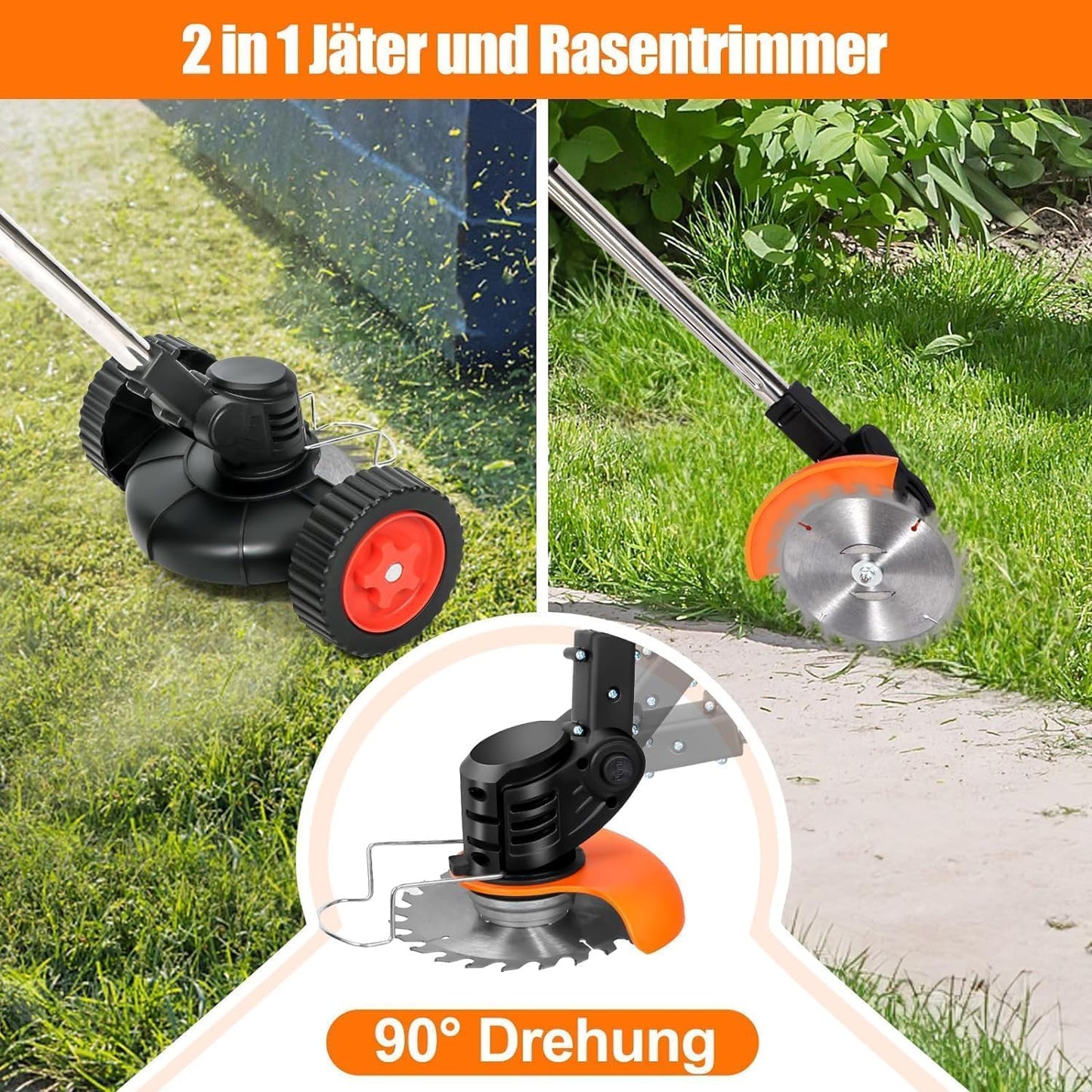 Akku Rasentrimmer, Hellschwarz