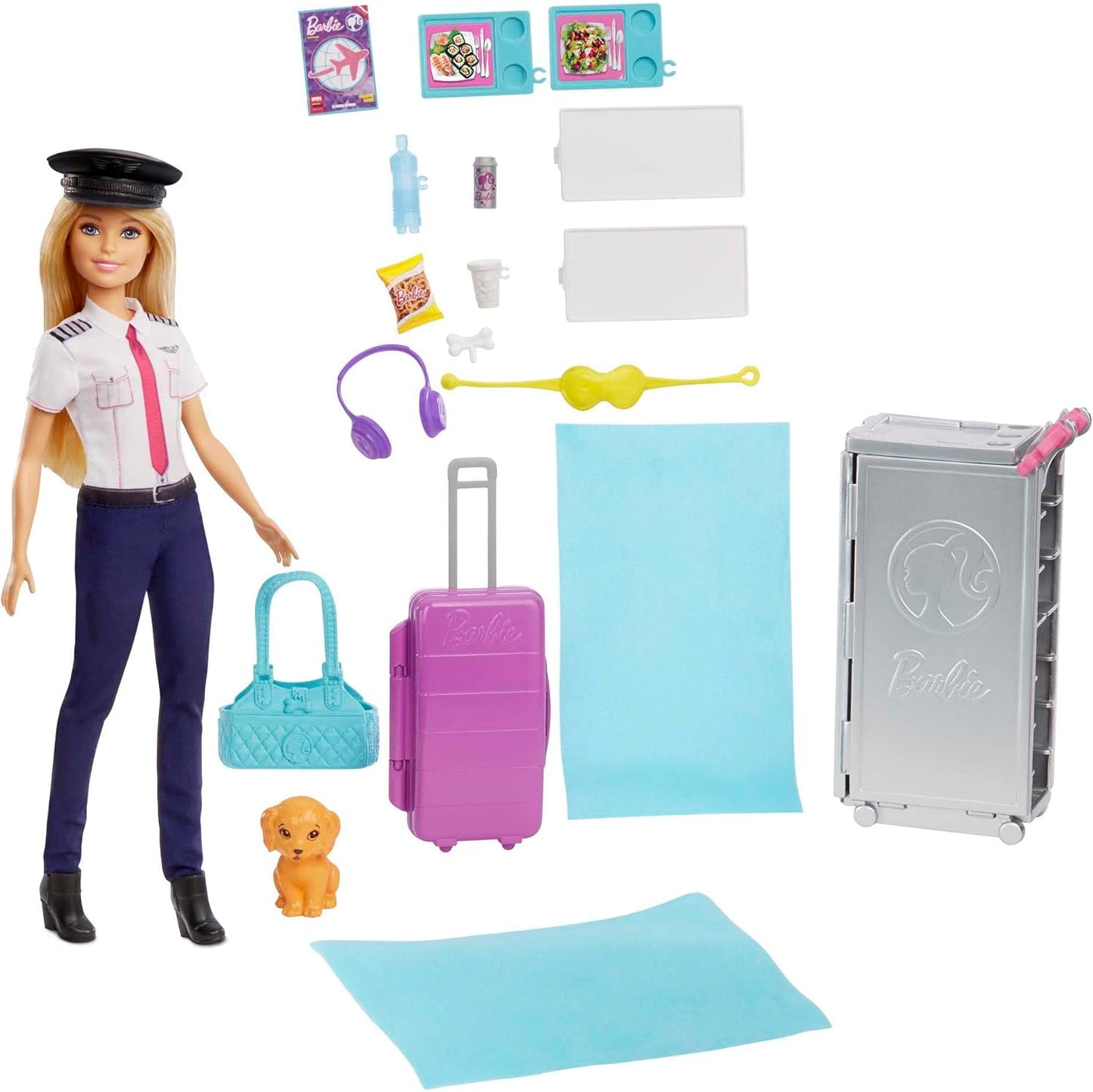 Flugzeug mit Pilotin und Zubehör, Barbie-Flugzeug mit Puppe