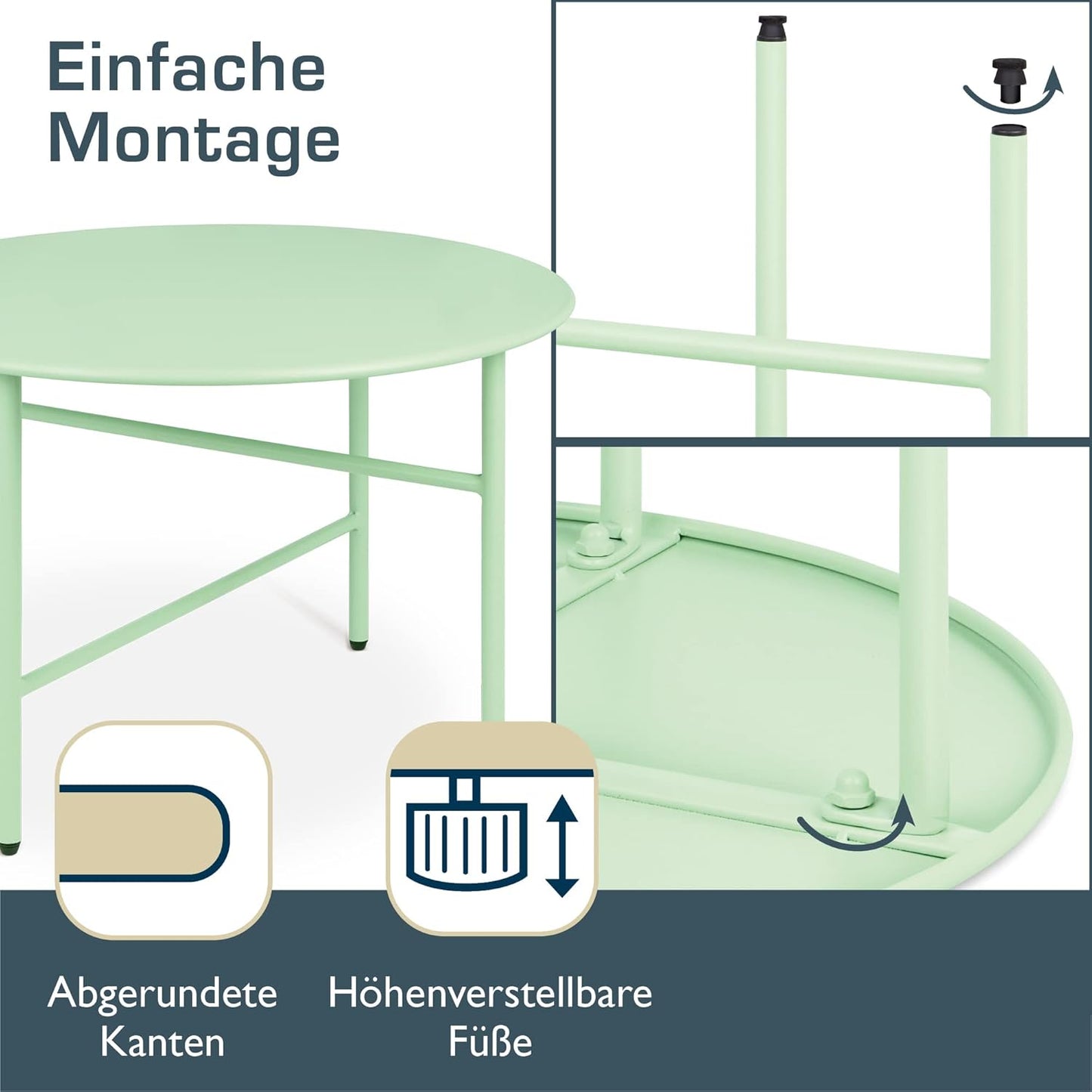 Runder Beistelltisch, Tischplatte: Ø 53cm - Höhe: 36cm Mint