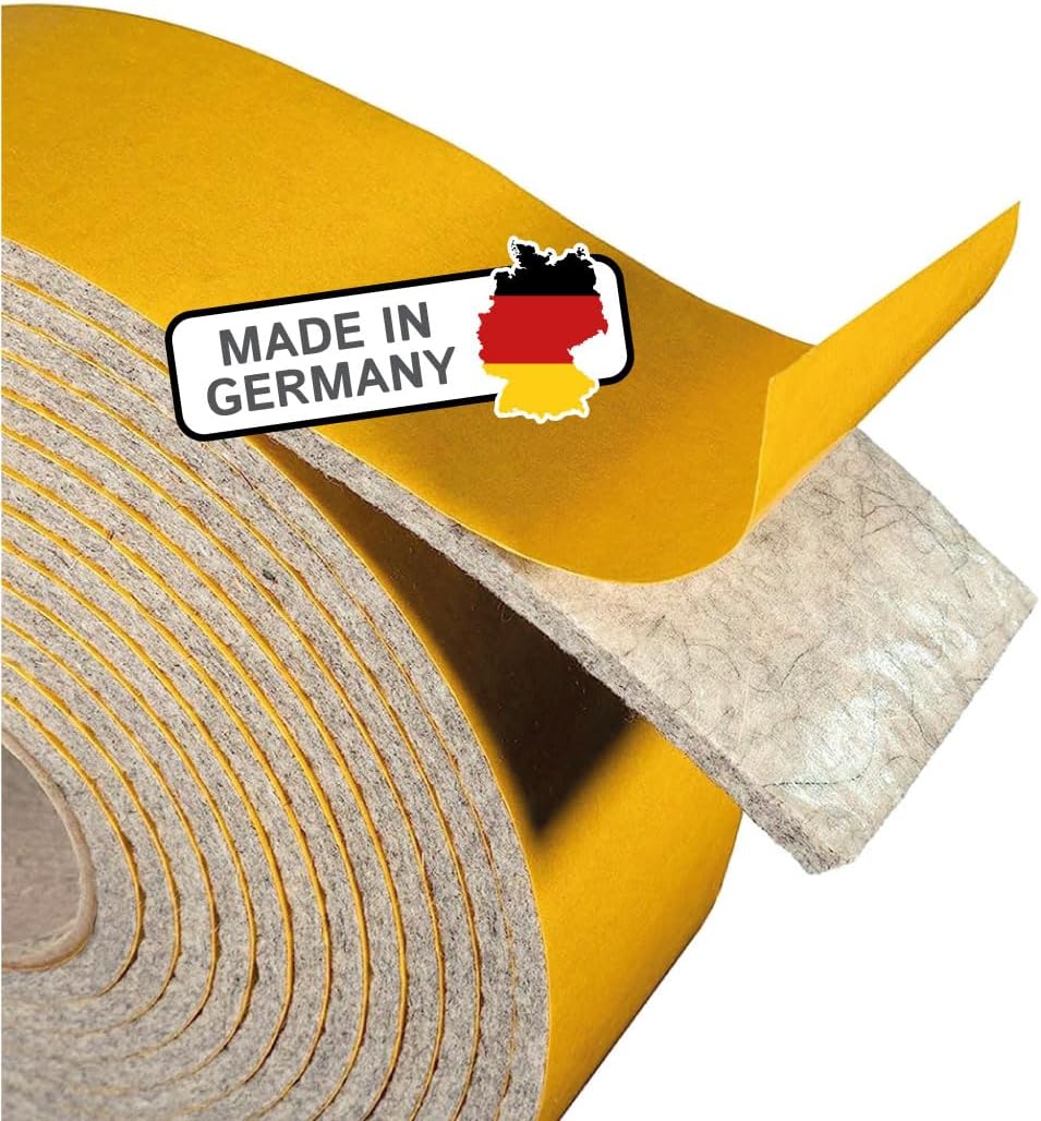 Selbstklebende Filzgleiter für Möbel, 50mm x 4mm x 4m, 50mm breit, 4mm stark, 4m lang/ Grau Meliert
