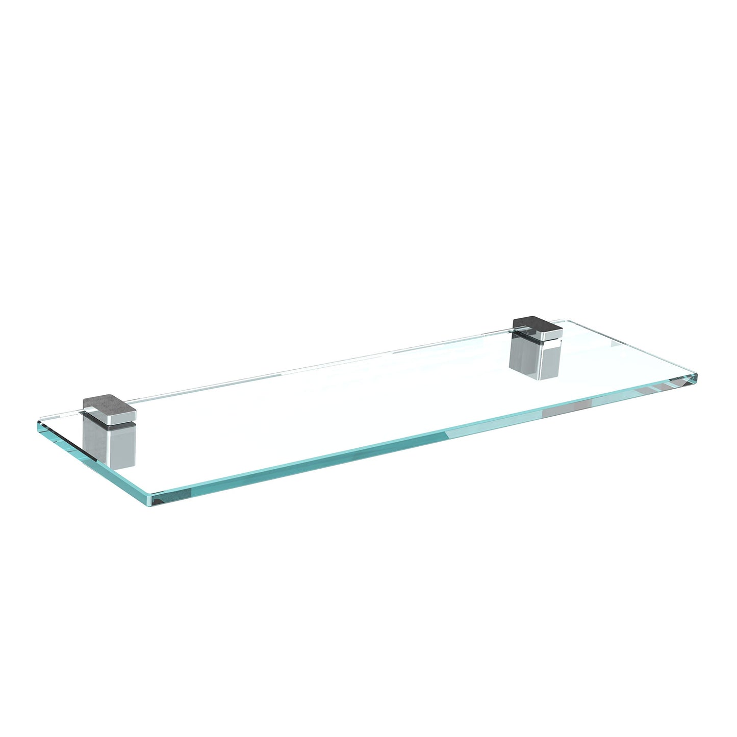 Glasregal mit Halterung, 70x15cm Klarglas + Halterung H - Chrom Glanz Optik