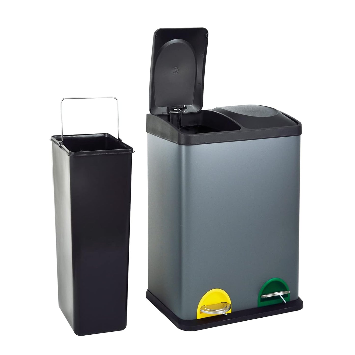 Doppel-Küchen-Abfalleimer für Mülltrennung (2x20L), Grau