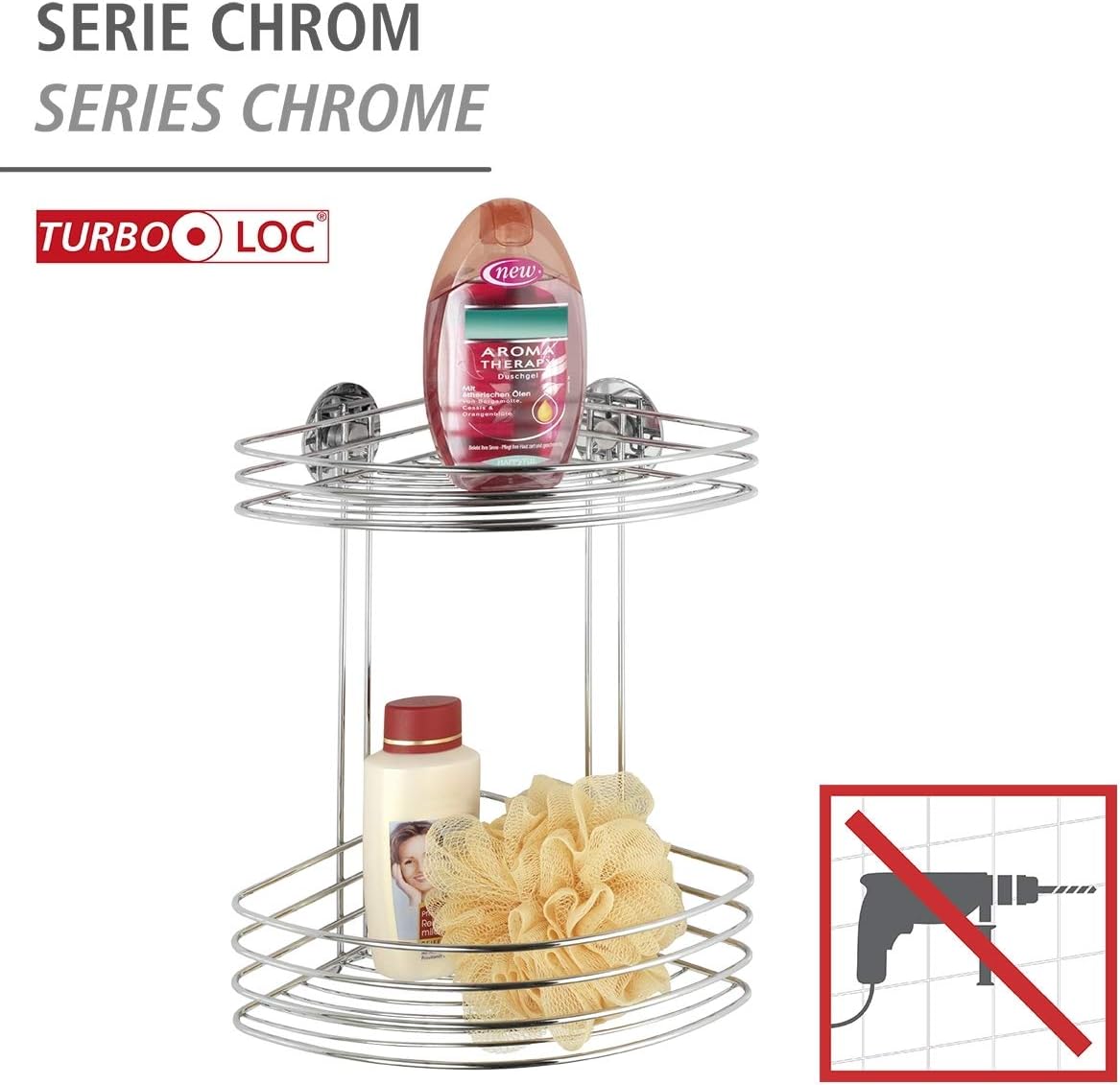 Turbo-Loc Eckregal ohne Bohren, 33 x 20 x 26.5 cm Eckablage 2 Etagen Single