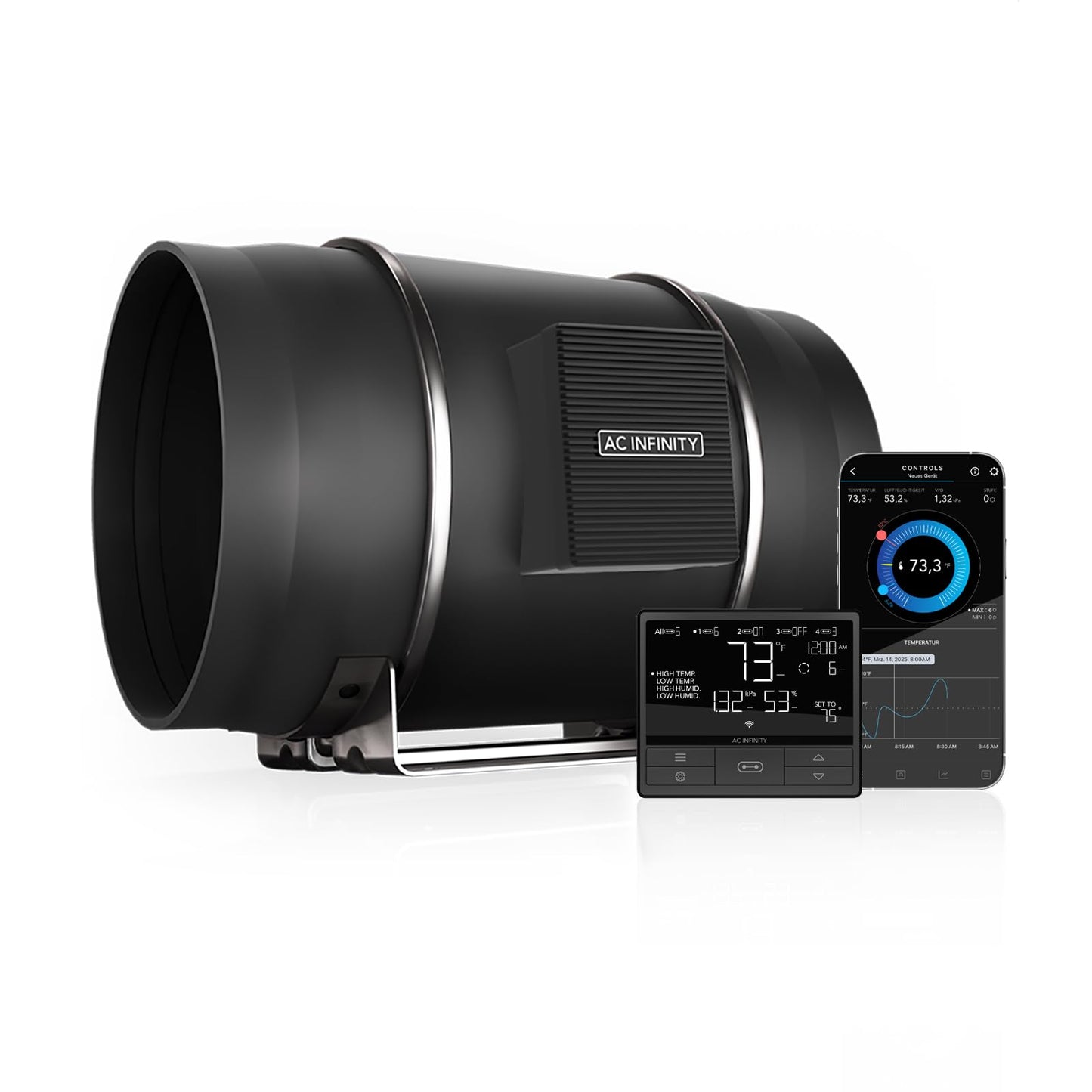 Leises Inline-Lüftersystem mit Smart Controller, 250 mm Pro Smart Controller