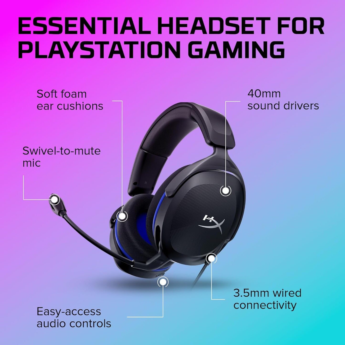 Cloud Stinger 2 Core Gaming-Headset für PlayStation, Stinger Core 2 PlayStation Black