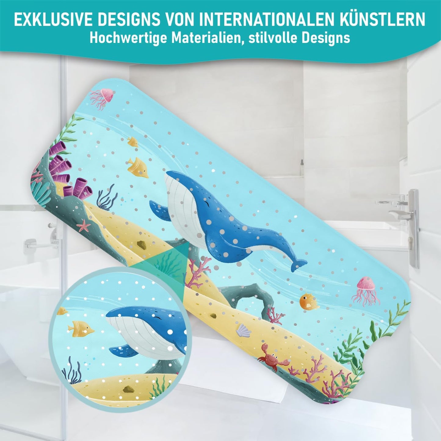 Rutschfeste Badewannenmatte Walgesang, 100x40 cm, Badewannenmatte Walgesang