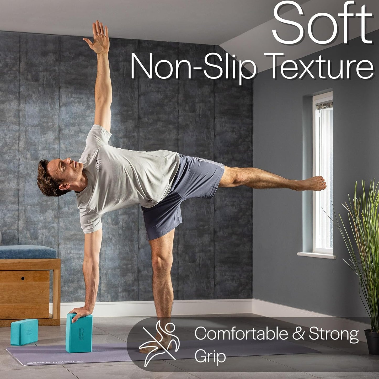 Yogablock-Set mit Gurt, Teal