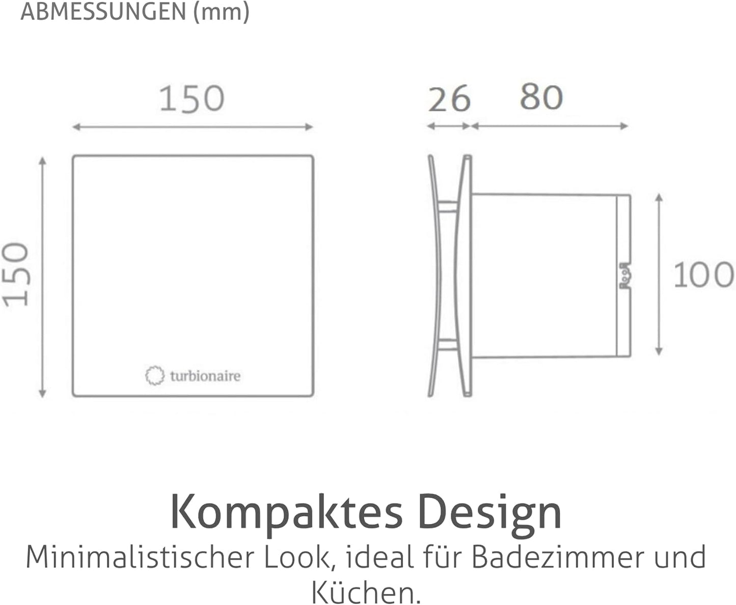 Arte 100 TW Badlüfter mit Timer & Rücklaufsperre, 100 mm Mattweißer Timer
