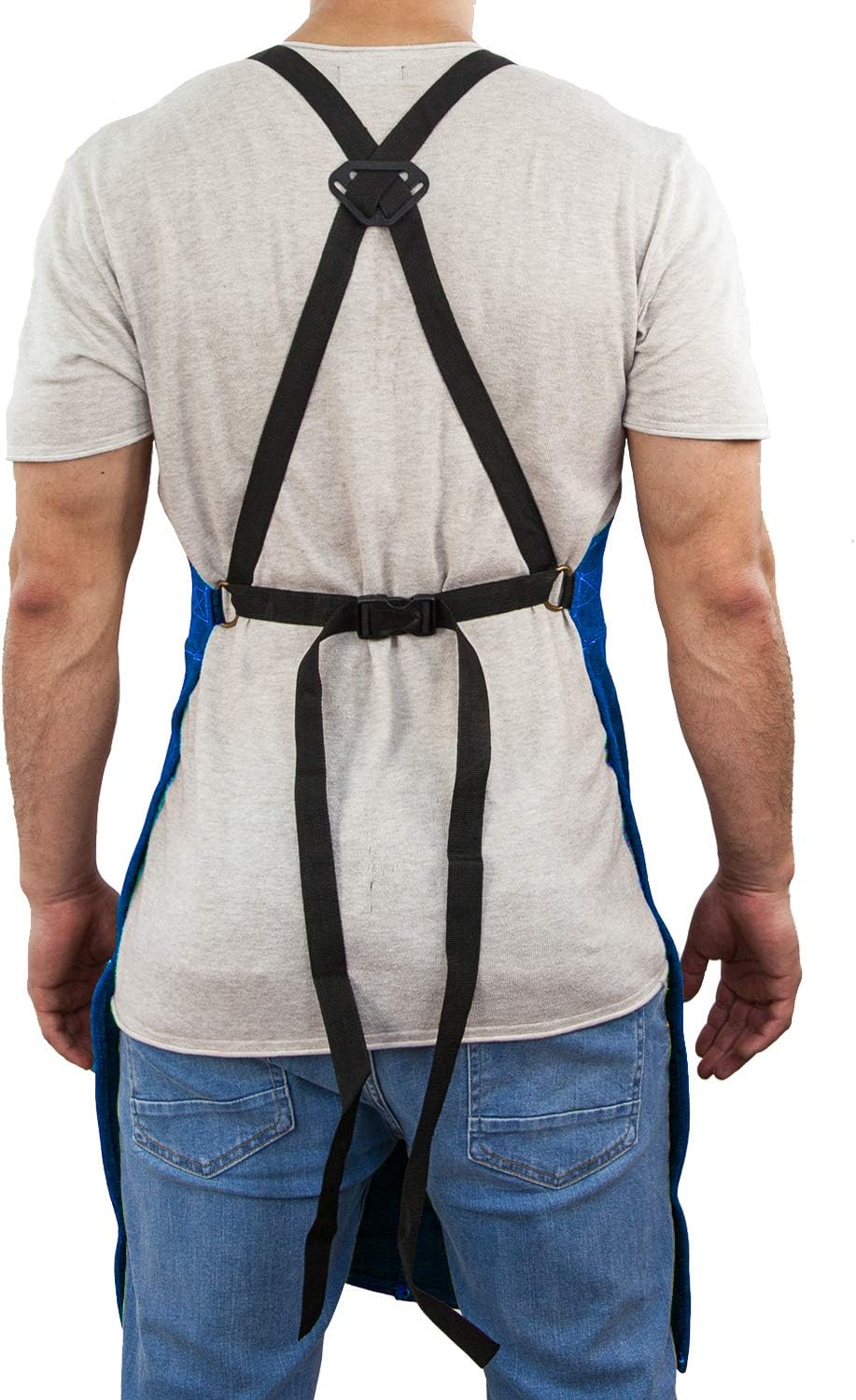 Schweisserschürze aus Leder mit Werkzeugtaschen, Blau