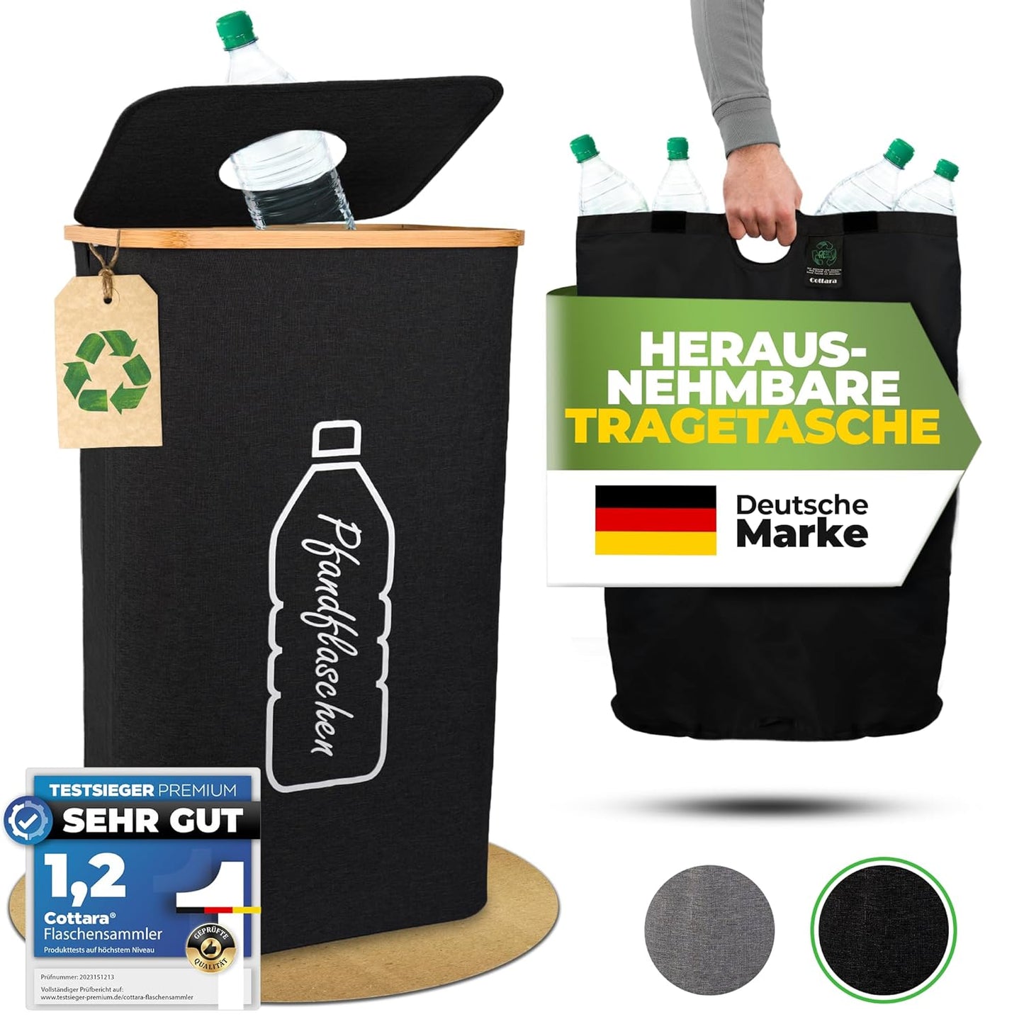 Pfandflaschen-Sammelbehälter, Schwarz