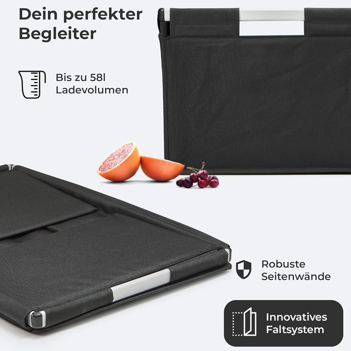 Faltbare Transportbox mit Alurahmen, Schwarz