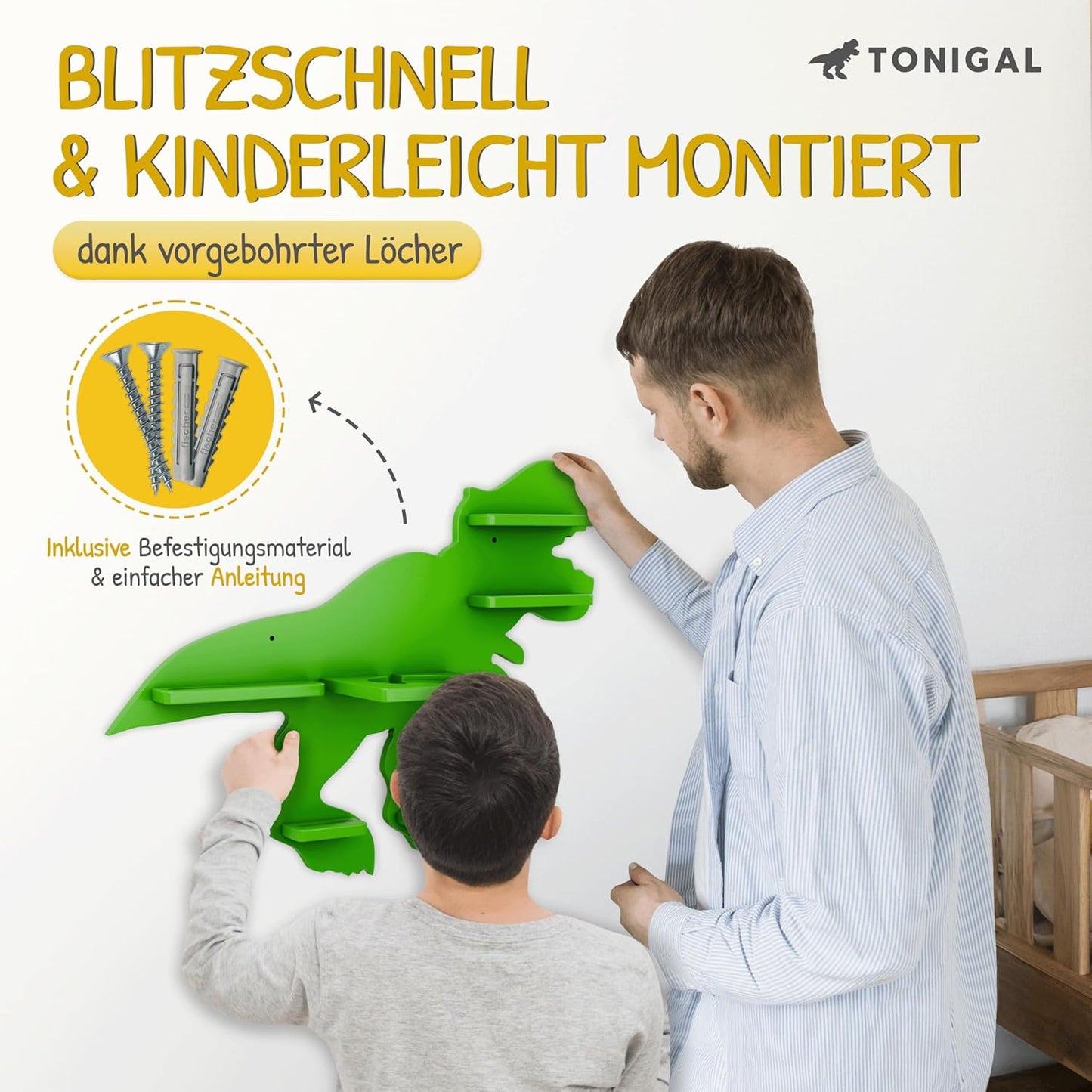 Tonie Regal für 35 Figuren und Toniebox, Dino T-rex