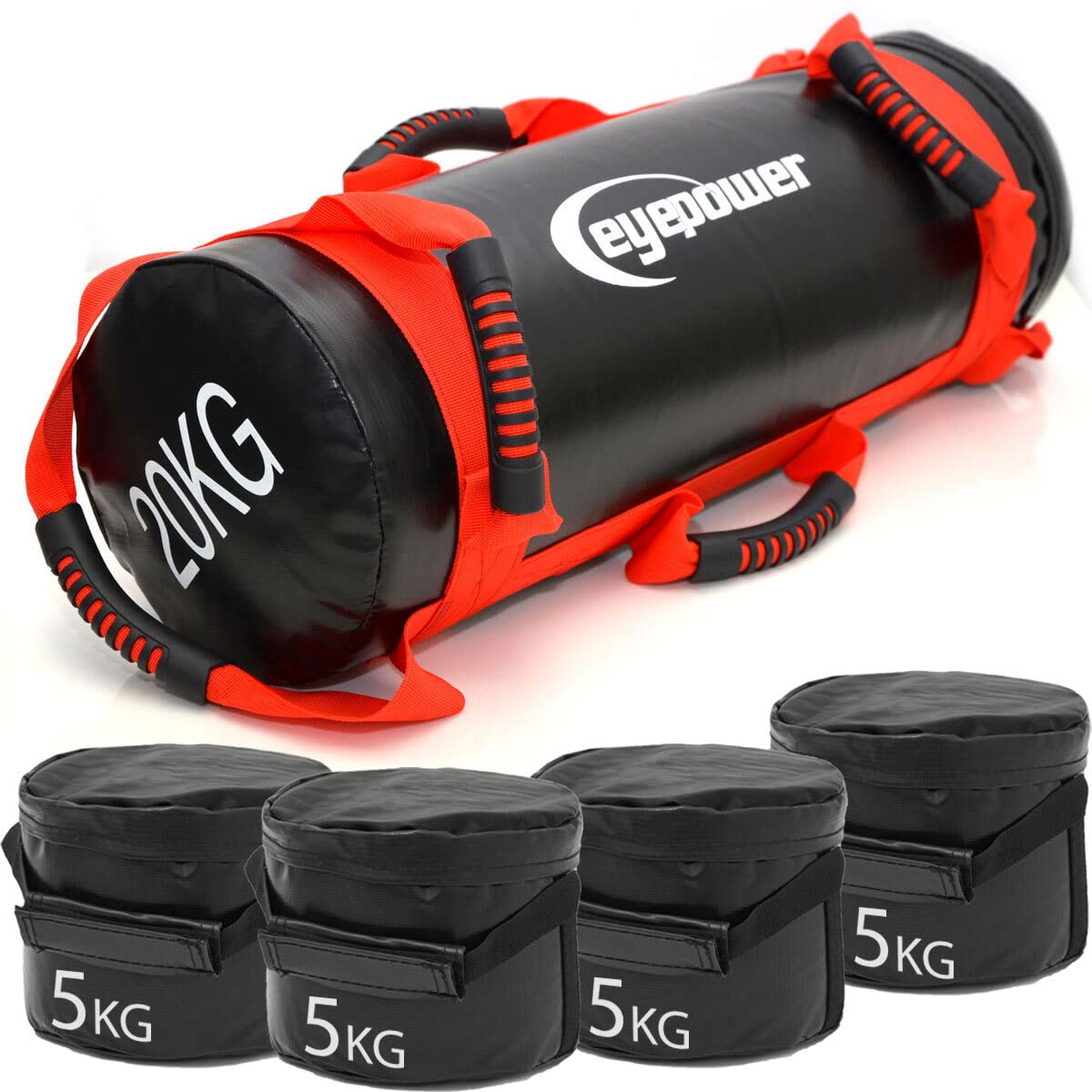 Power Bag mit Kettlebell Gewichten, Schwarz / Rot