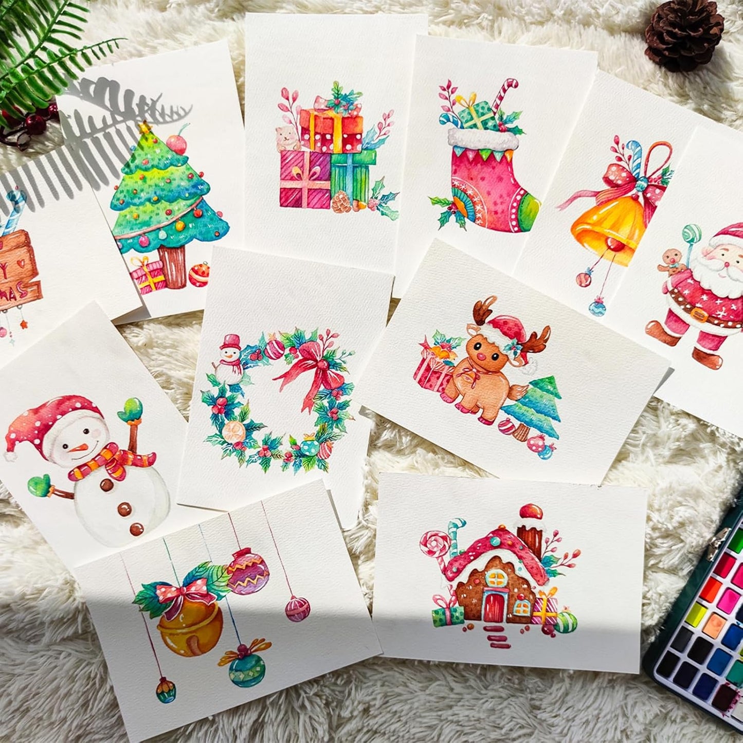 Aquarellfarben-Set mit Papier und Pinsel, 100 Farben