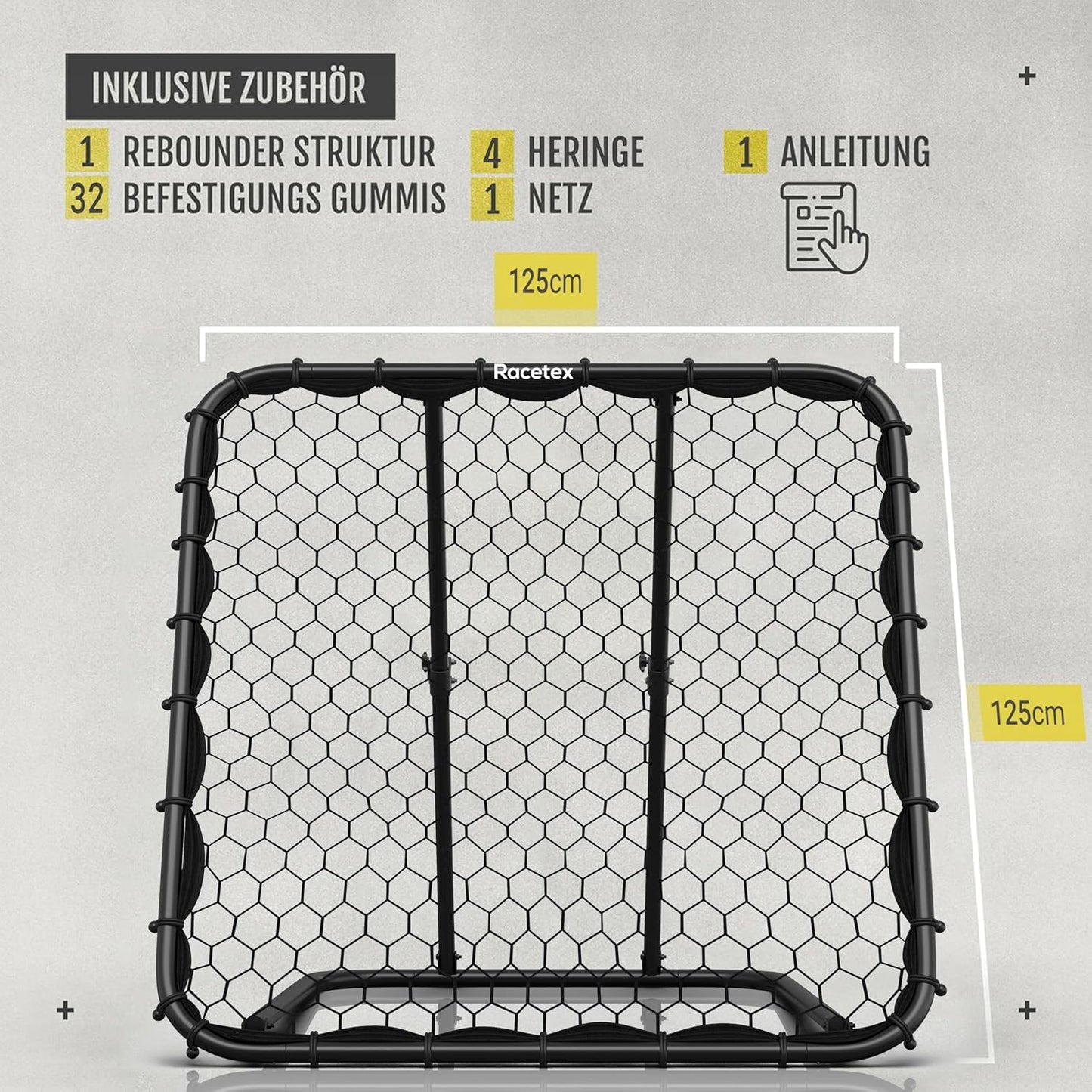 Rebounder für Fussballtraining 125cm x 125 cm, Schwarz