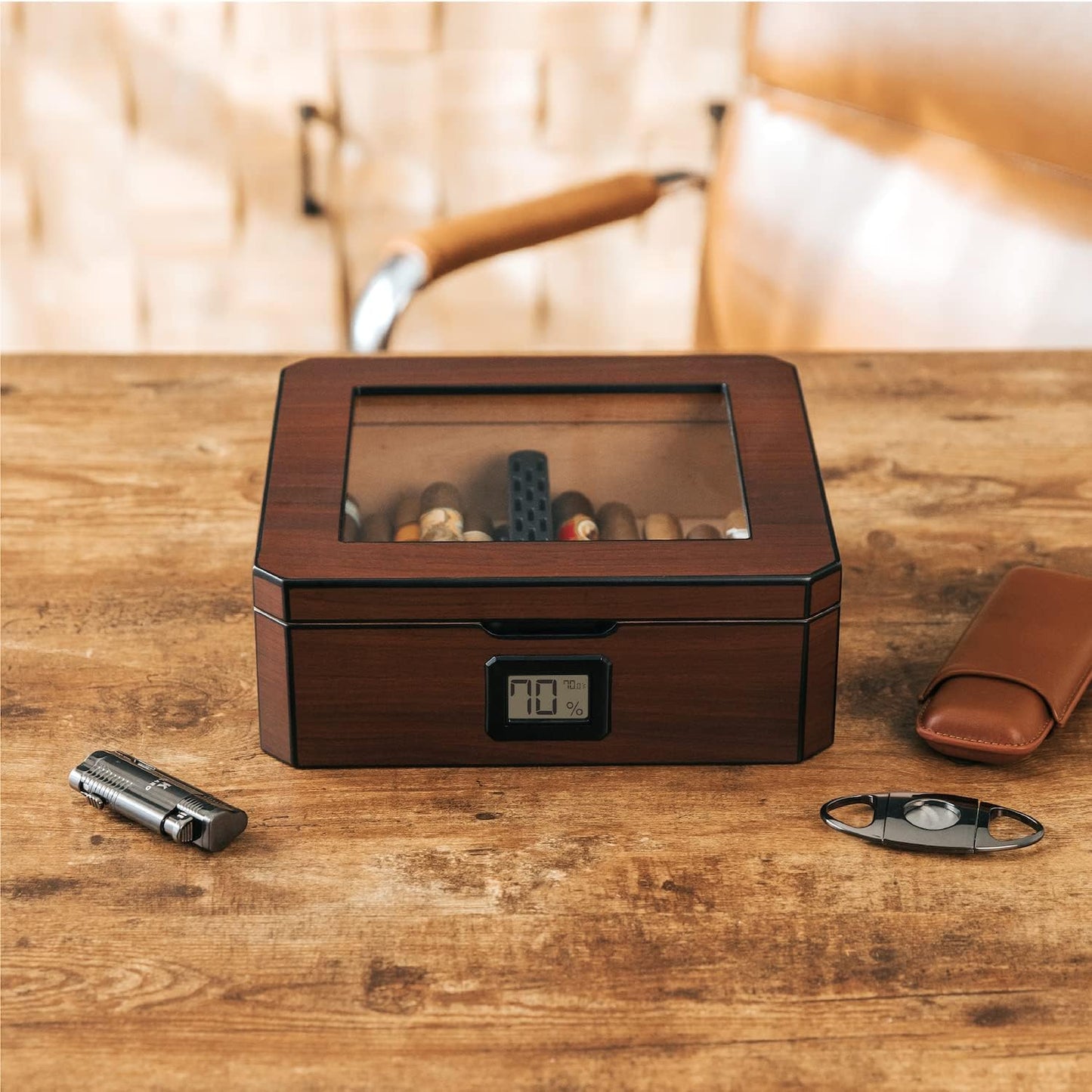 Mag Glass Humidor, Braun