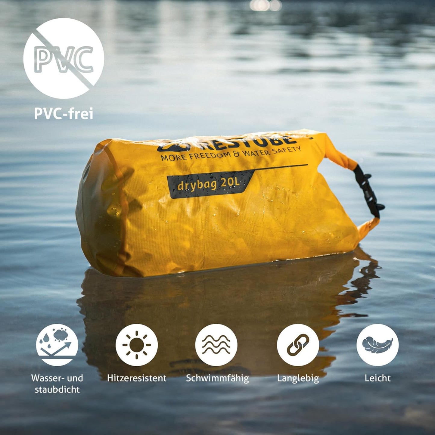 Wasserdichter Drybag für Reisen & Wasseraktivitäten (20L), Yellow 20L