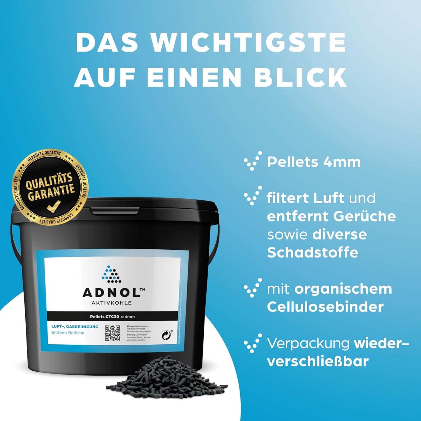 Aktivkohle Pellets für Luftreinigung, Ctc30 20 Liter